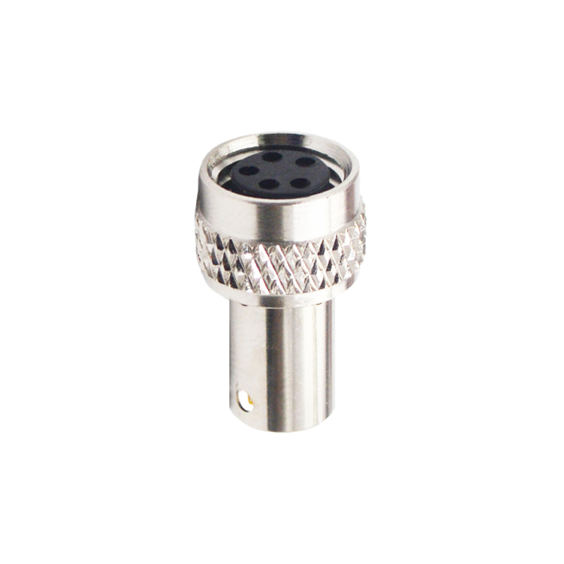 M8 5pins B code female moldable connector with shielded,brass with nickel plated screw